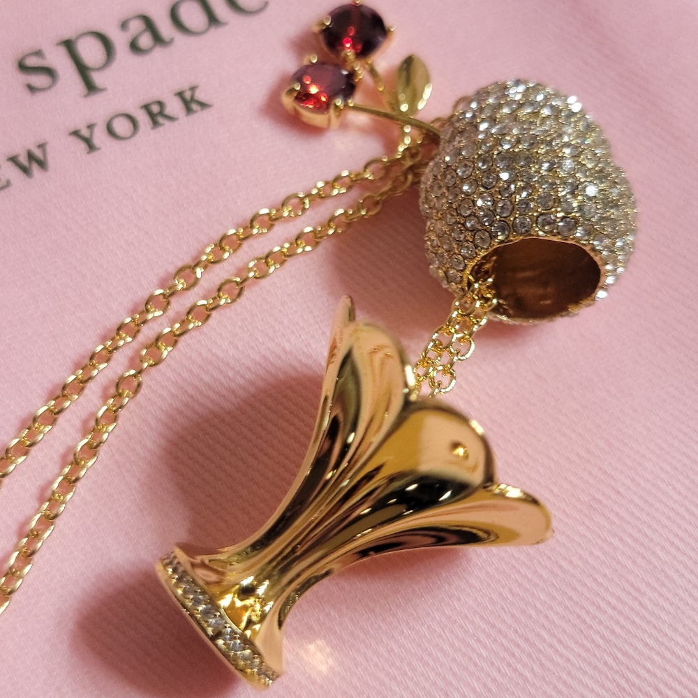 Kate Spade Bing Paved Ice Cream Sundae Statement Necklace Gold BNWT🍒♠️